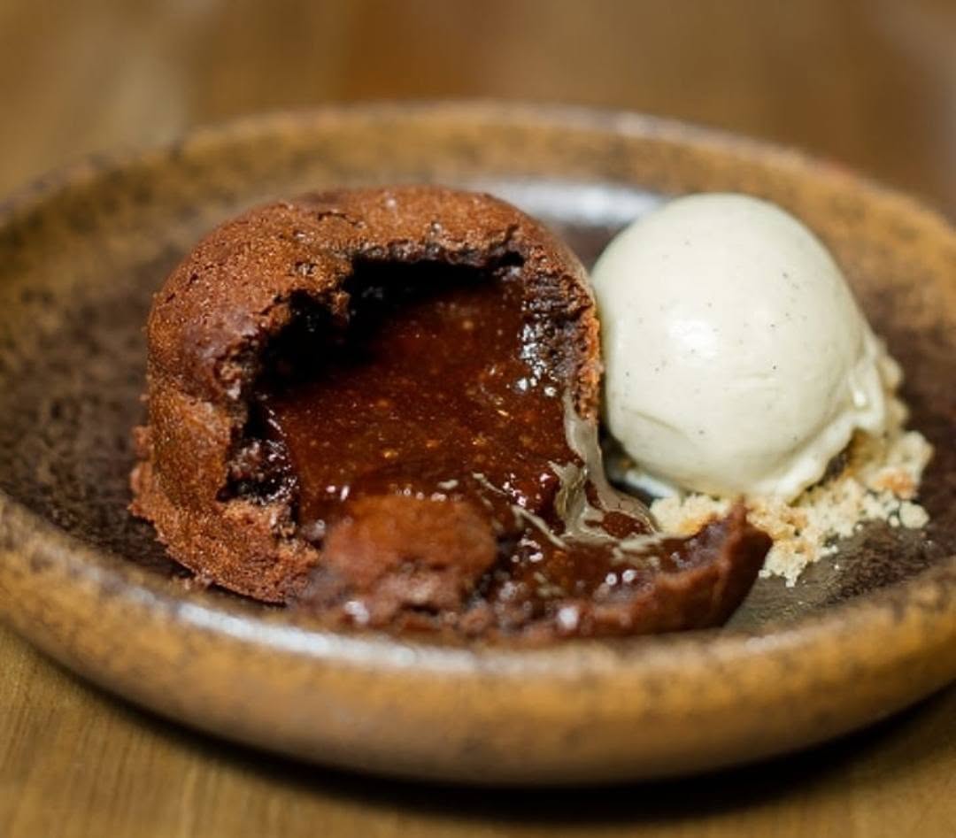 Chocolate fondant with vanilla ice cream